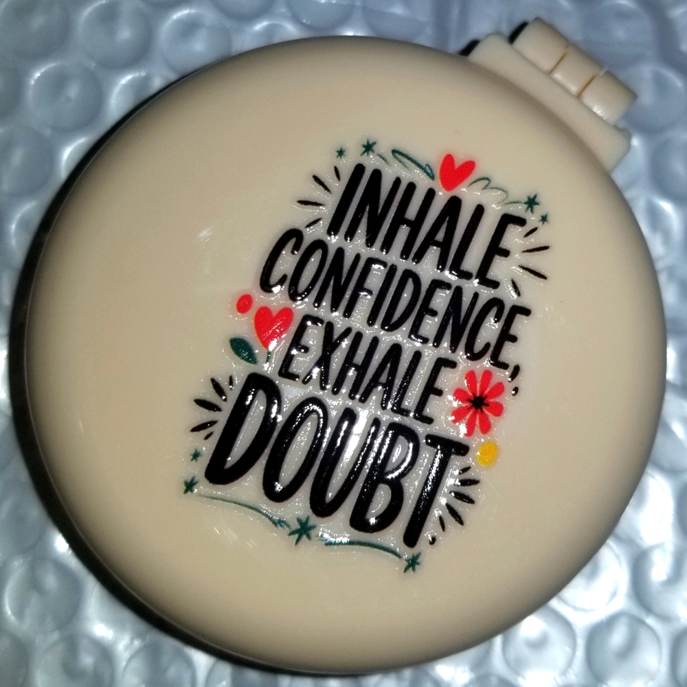 "Inhale Confidence, Exhale Doubt" 2 In 1 Customized Mirror & Brush Combo